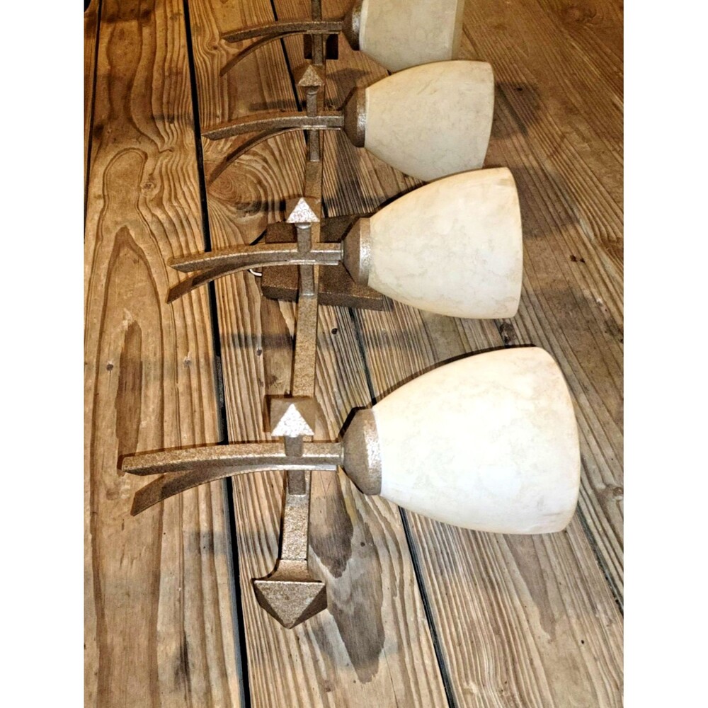 Excalibur Rustic Finish Tuscan Suede Glass Shade 4-light Bath Fixture 33X12X7